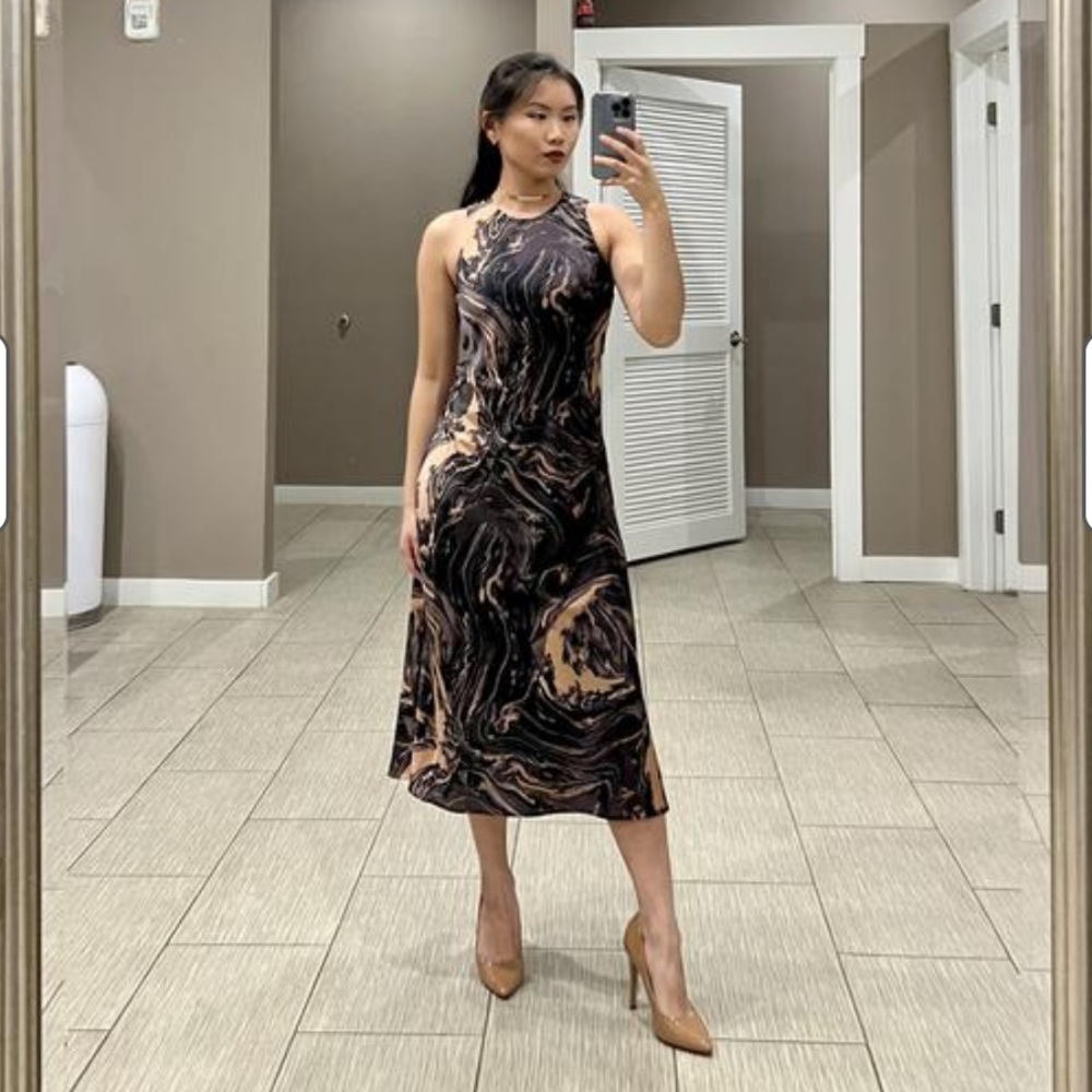 Express marble print midi dress
